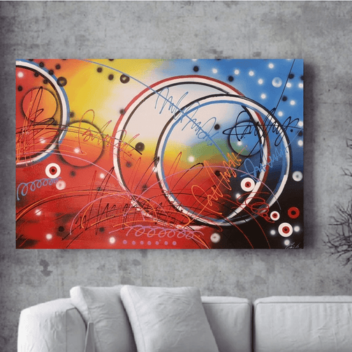 Olieverf schilderij Abstract Circles 120 x 80 cm