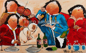 Dikke dames Schilderij Avondje uit (Giclée)