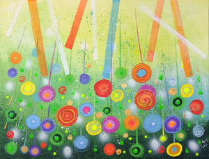 Olieverf schilderij Rain Colors 90x70