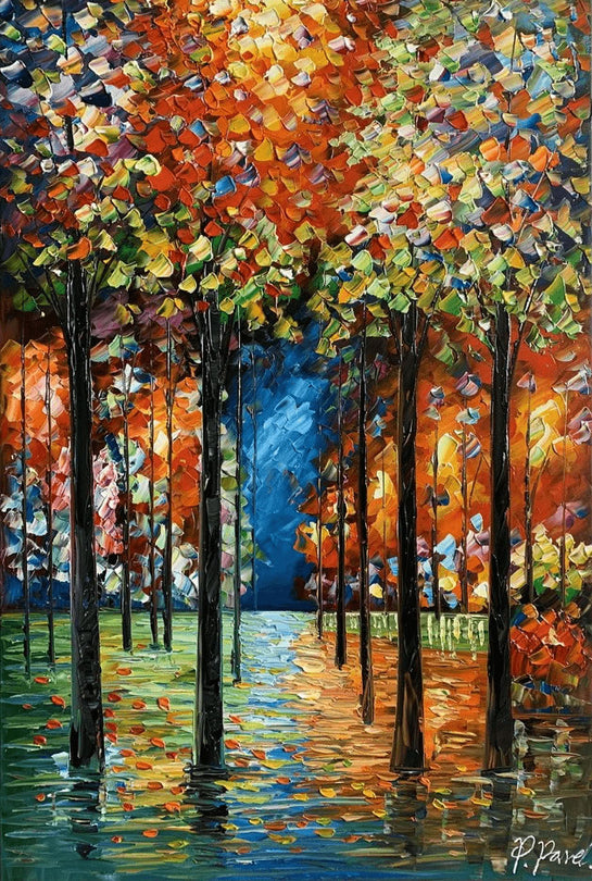 Olieverf schilderij Colorful Path 80 x 120 cm