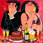 Dikke dames schilderij Live Life Love (Giclée)