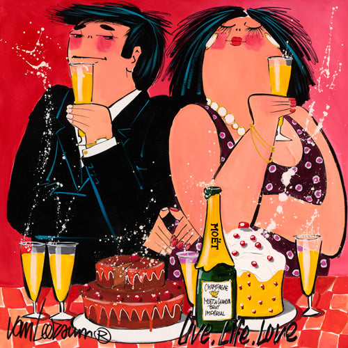 Dikke dames schilderij Live Life Love (Giclée)