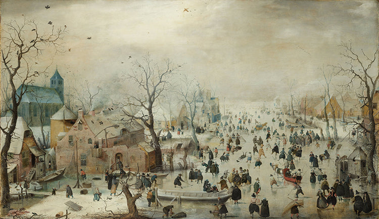 Schilderij Winterlandschap met schaatsers