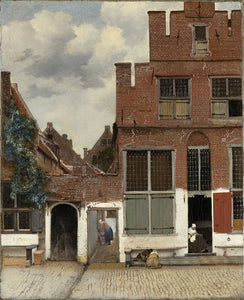 Schilderij Gezicht op huizen in Delft