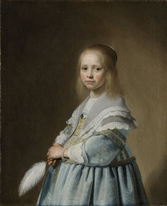 Schilderij Portret van een meisje in het blauw