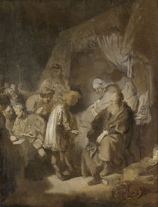 Schilderij Jozef vertelt zijn dromen aan zijn ouders en zijn broers