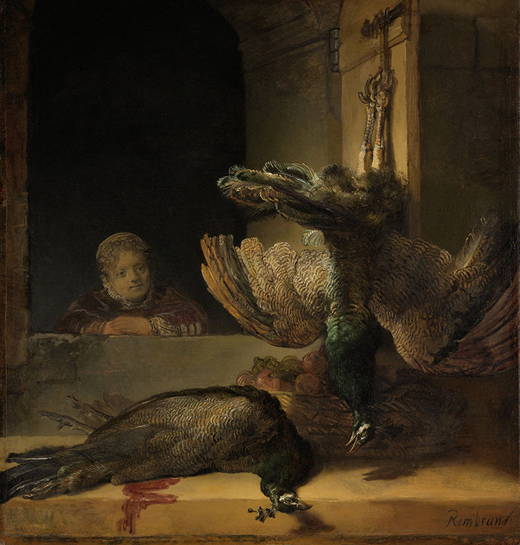 Schilderij Stilleven met pauwen