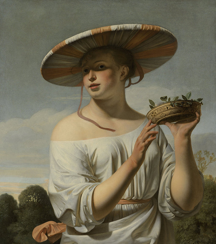 Schilderij Meisje met een brede hoed