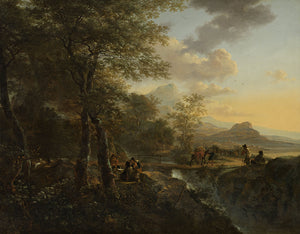 Schilderij Italiaans landschap met tekenaar