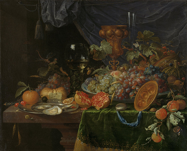 Schilderij Stilleven met vruchten en oesters