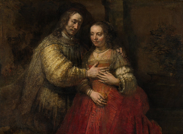 Schilderij Portret van een paar als Isaak en Rebekka, bekend als De Joodse bruid