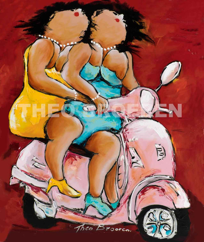 Dikke dames Schilderij Scooterbabes