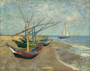 Schilderij Vissersboten op het strand van Les Saintes-Maries-de-la-Mer
