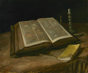 Schilderij Stilleven met bijbel
