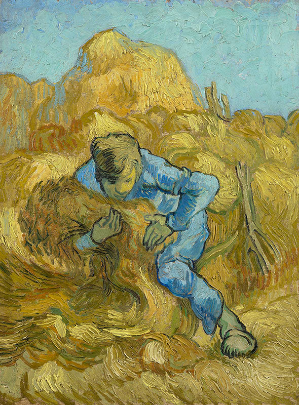 Schilderij De schovenbinder (naar Millet)