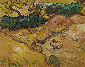 Schilderij Landschap met konijnen