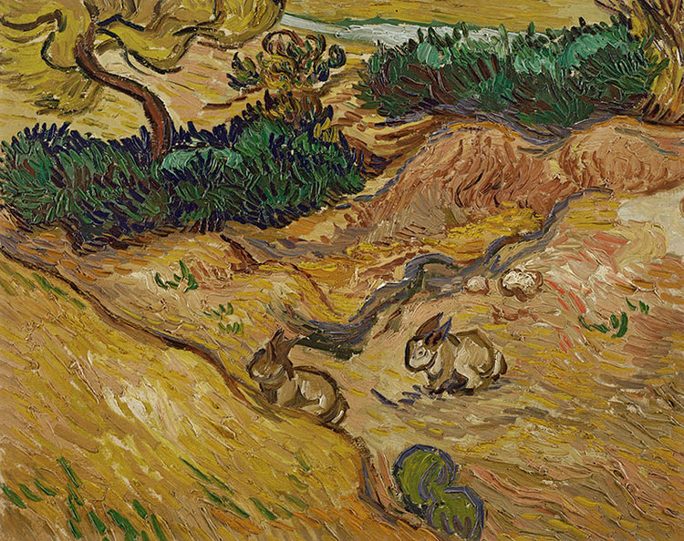 Schilderij Landschap met konijnen