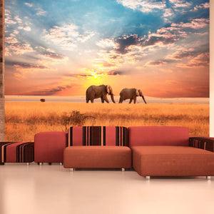 Fotobehang - Afrikaanse savanne olifanten
