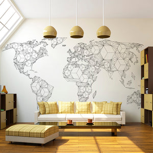 Fotobehang - Map of the World - white solids