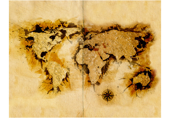 Fotobehang - Kaart van de wereld gold-diggers '