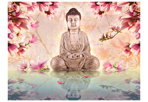 Fotobehang - Boeddha en magnolia