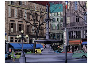 Fotobehang - Dusk over de Parijse plein