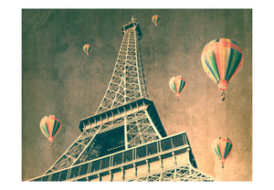 Fotobehang - Ballonnen op de Eiffeltoren