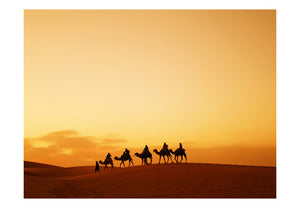 Fotobehang - Caravan op Sahara woestijn