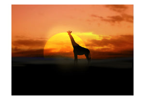 Fotobehang - Een giraf in de schemering