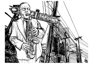 Fotobehang - Saxophone recital on Broadway