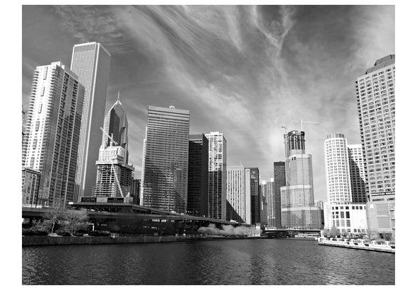 Fotobehang - Chicago skyline (zwart-wit)