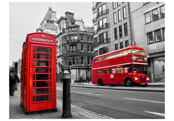 Fotobehang - Rode bus en telefooncel in Londen