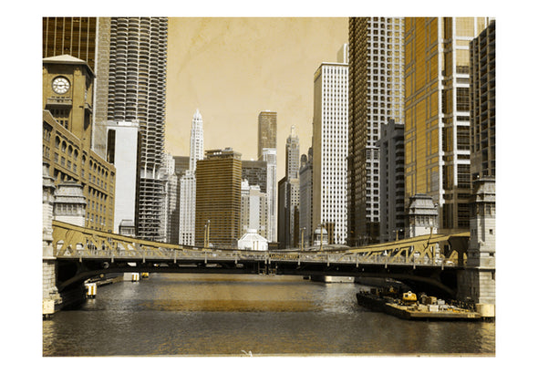 Fotobehang - Chicago's brug (vintage effect)