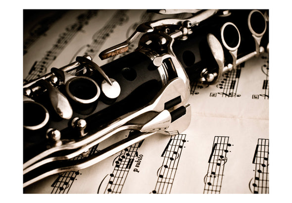 Fotobehang - Clarinet and music notes