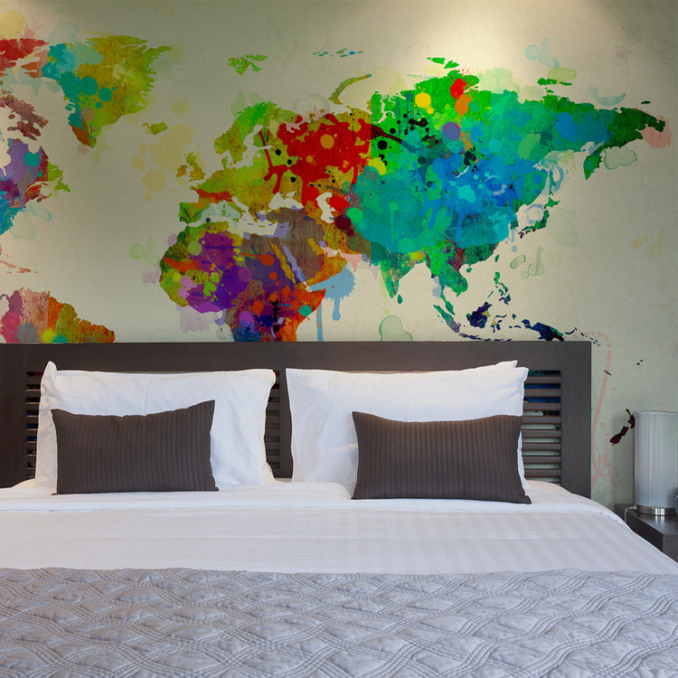 Fotobehang - Paint splashes map of the World
