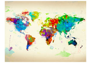 Fotobehang - Paint splashes map of the World