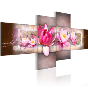 Foto schilderij - Delicate water lilies