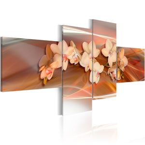 Foto schilderij - Witte orchideeën op herfstachtige achtergrond