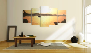 Foto schilderij - Zonsondergang over meer
