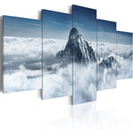 Foto schilderij - Bergtop in de wolken
