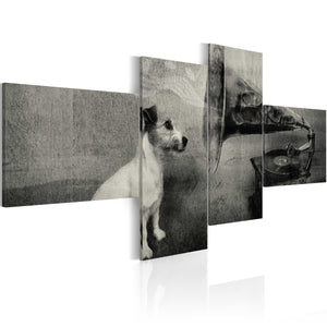 Foto schilderij - Hond bij grammofoon