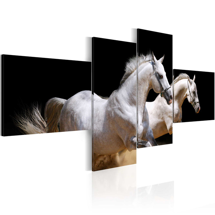 Foto schilderij - Animal world- white horses galloping