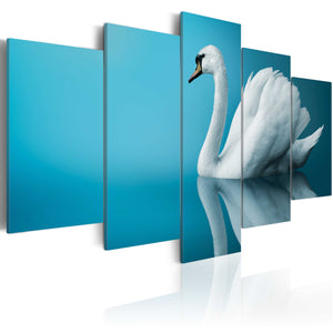 Foto schilderij - A swan in blue