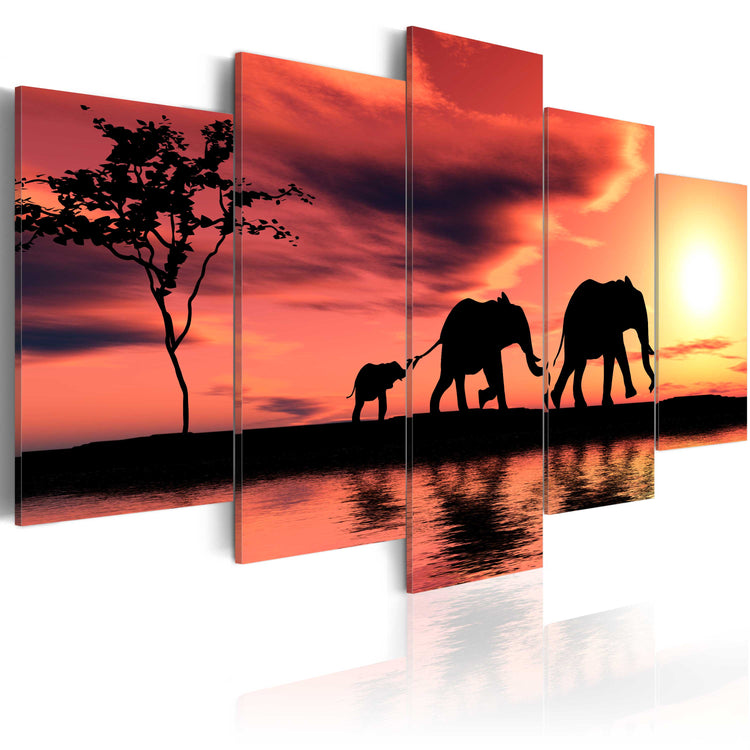 Foto schilderij - African elephants family