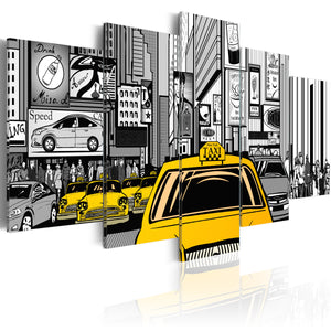 Foto schilderij - Cartoon taxi