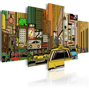 Foto schilderij - The streets of New York City in cartoons