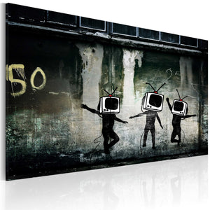Foto schilderij - TV heads dance (Banksy)