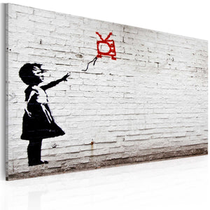 Foto schilderij - Girl with TV (Banksy)