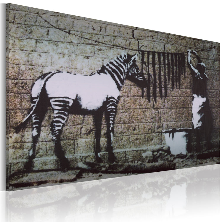 Foto schilderij - Zebra wassen (Banksy)