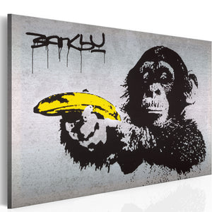Foto schilderij - Stop of de aap zal schieten! (Banksy)